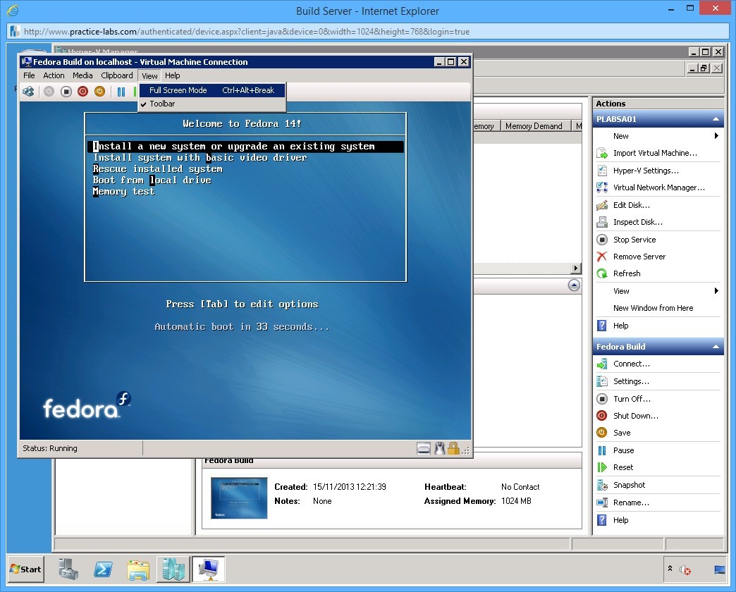 Practice Labs screenshot.